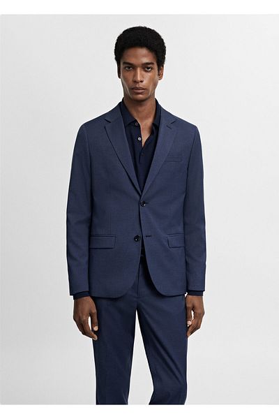 MANGO Pánská bunda Blazer – barva inkoustu,67240624