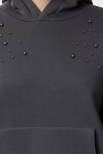 Trendyol Collection Pletená mikina v antracitové barvě - TWOAW25SW00137