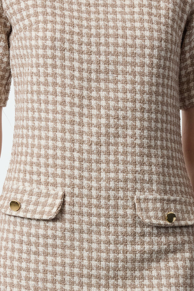 Trendyol Collection Τουίντ υφασμένο - Φόρεμα με ίσια κοπή και λεπτομέρεια με κουμπιά Twoaw25el00158