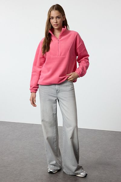 Trendyol Collection Флісовий світшот Fusya з коміром-стійкою на блискавці Orme Regular Fit TWOAW21SW0758