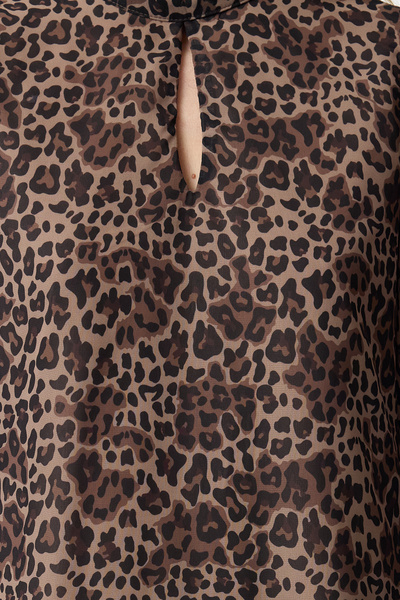 Trendyol Collection Μίνι χειμωνιάτικο φόρεμα - ίσιο κόψιμο, στάμπα ζώων, φόδρα, καφέ TWOAW25EL00524