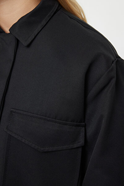 Trendyol Collection Übergroßer Schwarzer Dünner Jackenmantel – Twoaw25Mo00207