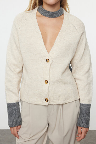 Trendyol Collection Yellow Soft Texture Color-Block Knitwear Cardigan Twoaw25Hi00211