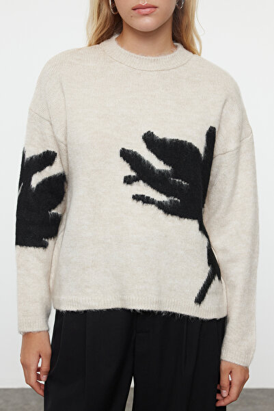 Trendyol Collection Strickpullover mit Stehkragen und Steinstruktur im Blockdesign - Twoaw25kz00345