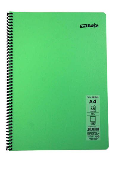 Mynote Flex A4 72 Sheets Lined Spiral Plastic Cover Notebook Pastel