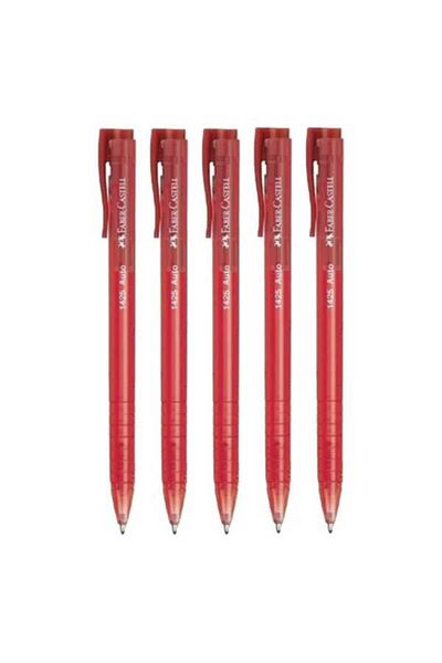 Faber Castell 1425 Auto Red Ballpoint Pen 5 Pieces