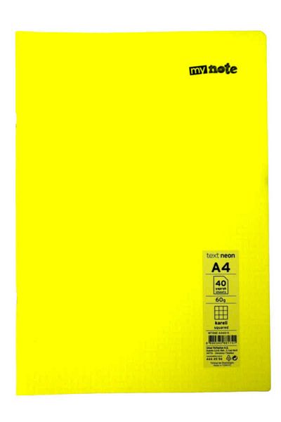 Mynote Text Neon A4 40 Sheets Checked Plastic Cover Notebook