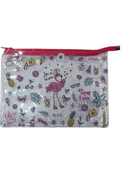 VUKİ Vuki Flamingo A4 File - Watery, Zippered and Transparent Vk-0073-03