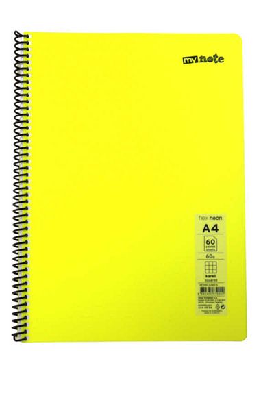 Mynote Flex A4 60 Sheets Checked Spiral Plastic Neon Cover Notebook