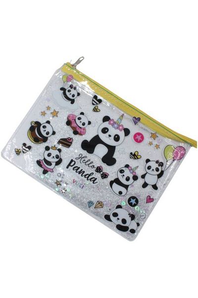 VUKİ Panda Patterned Vuki A4 Transparent File - Water Zippered Vk-0073-04