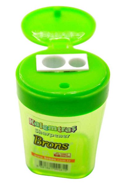 Brons مبراة أقلام الرصاص مع وعاء أسطواني Br-571