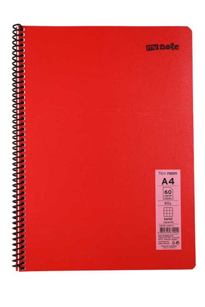 Mynote Flex A4 60 Sheets Checked Spiral Plastic Neon Cover Notebook