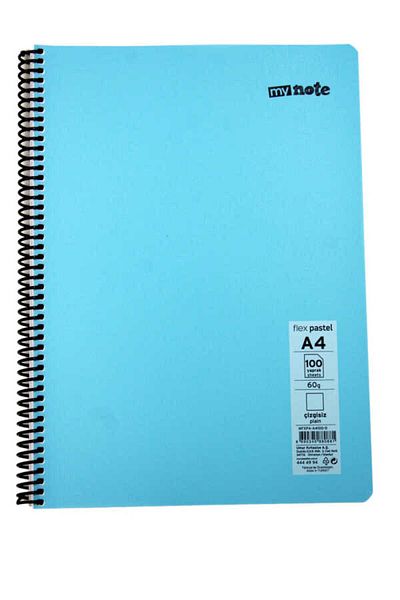 Mynote Flex A4 100 Sheets Unlined Spiral Plastic Pastel Cover Notebook