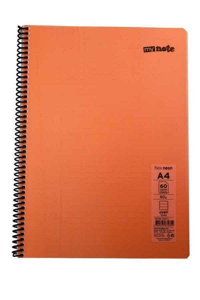 Mynote Flex A4 60 - Leaf Lined Spiral Neon Plastic Notebook