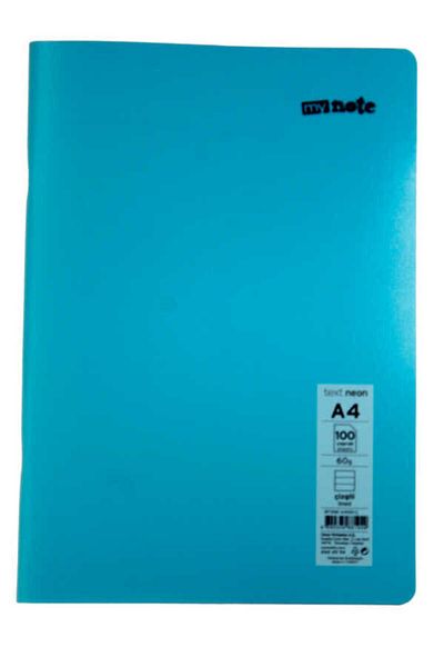 Mynote Text Neon A4 100 Sheets Lined Plastic Cover Notebook