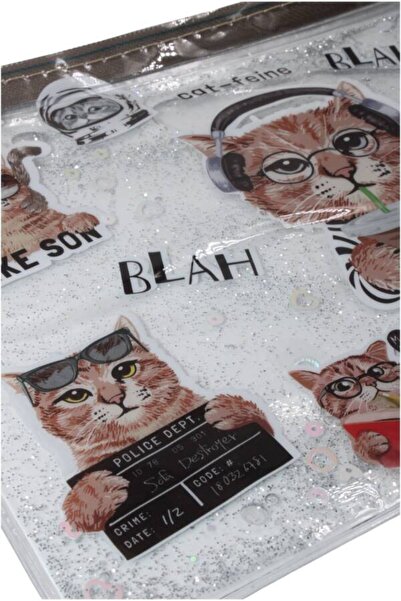 VUKİ Vuki A5 Cat - Transparent, Zippered File Vk-0072-08