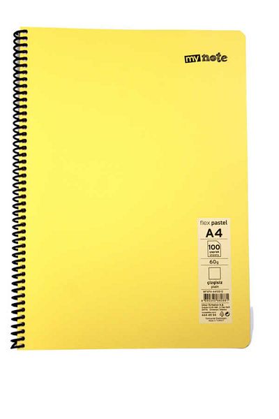 Mynote Flex A4 100 Sheets Unlined Spiral Plastic Pastel Cover Notebook