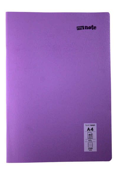 Mynote Text Neon A4 40 Sheets Striped Plastic Cover Notebook