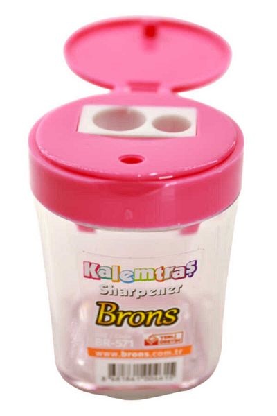 Brons مبراة أقلام الرصاص مع وعاء أسطواني Br-571