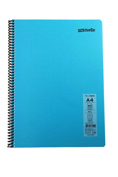Mynote Flex A4 60 Sheets Checked Spiral Plastic Neon Cover Notebook