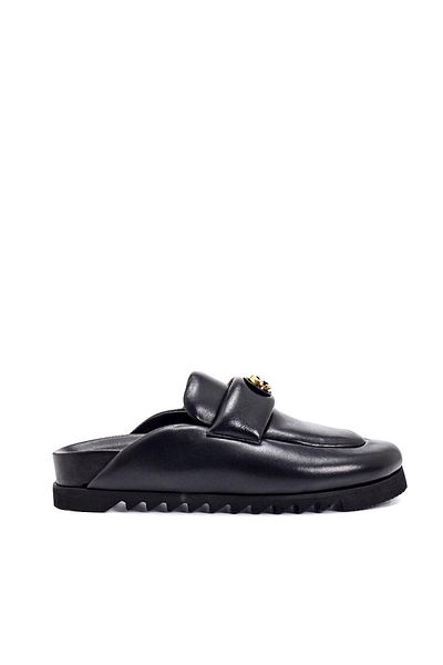 Sofia Baldi Udyr Black Leather Women's Flat Slippers