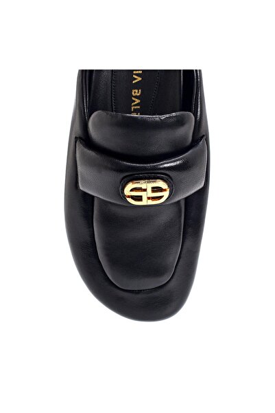 Sofia Baldi Udyr Black Leather Women's Flat Slippers