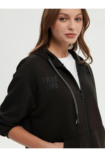 Faik Sönmez U66350 Micromodal Black Tracksuit Top
