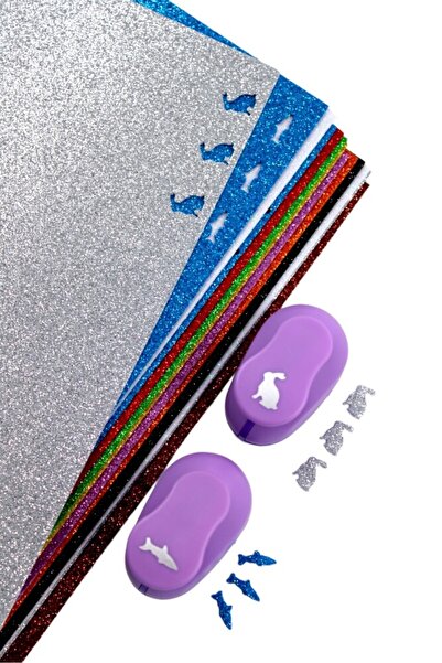 Kırtasiye Ofisi Bs96 Tavşan, Balık Şekilli Delgeç Ve 10lu Yapışkanlı Eva Seti