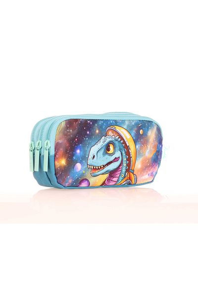 KAUKKO Τσάντα μολυβιού Dinosaur Cube με 3 διαμερίσματα - Παιδική L8184