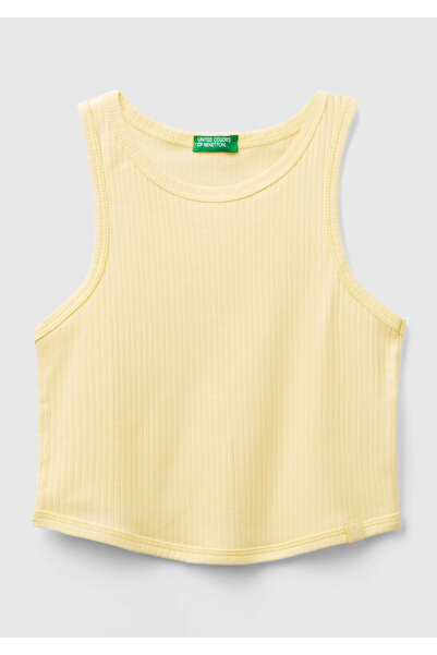 United Colors of Benetton Yellow Corded Crop Tank Top for Girls