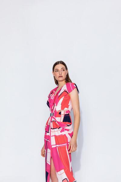 KAMEYA CUT OUT KARMA ÇİZGİLİ ELBİSE 24S40487