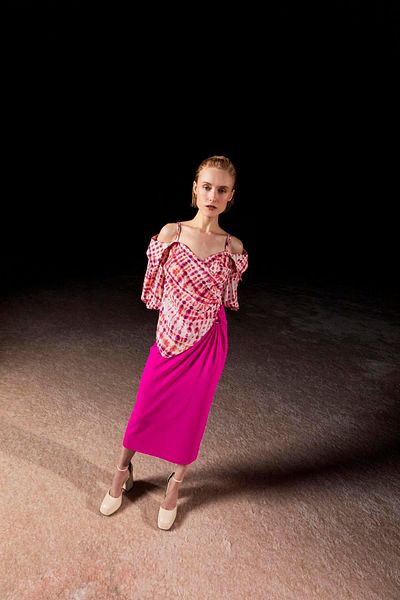 KAMEYA LOW SHOULDER PATTERNED BLUZ 23S10224