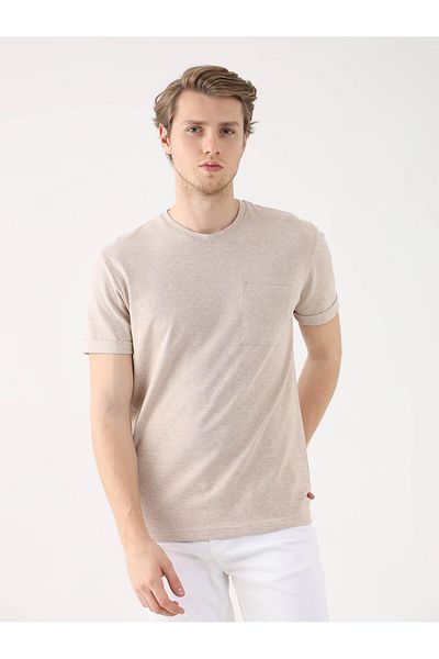 Dufy Mink Men's Regular Fit Plain Crew Neck Tshirt - 94010