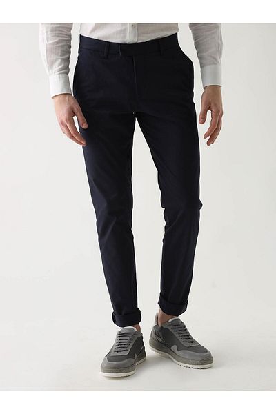 Dufy Ανδρικό ίσιο παντελόνι Navy Blue - 95254