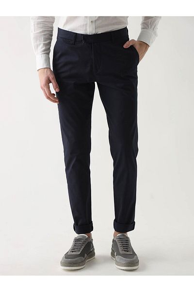 Dufy Ανδρικό ίσιο παντελόνι Navy Blue - 95254