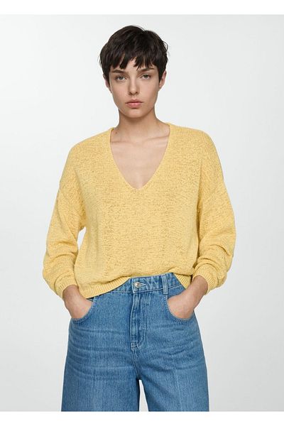 MANGO Woman V-neck thin knitwear sweater