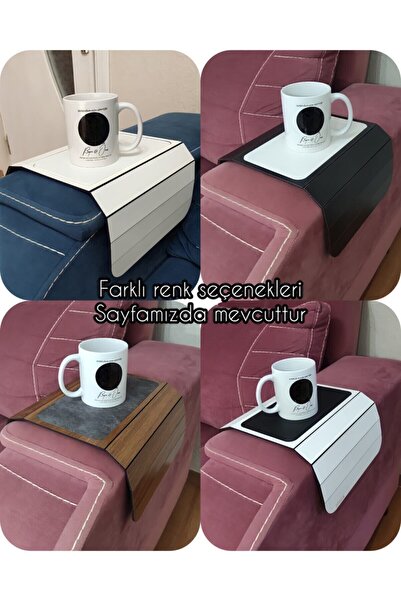 fümehome Koyu Kahve Koltuk Tepsisi Yan Sehpa Tesbih Cevizi 20x40 Cm Ortasabit 13,5 Cm Amerikan Servisi