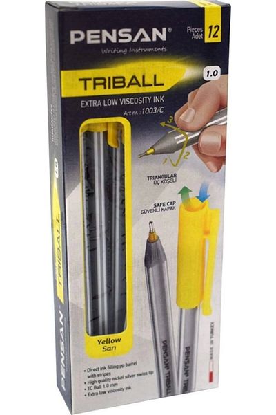 Pensan Triball Ballpoint Pen Yellow 12 Pieces