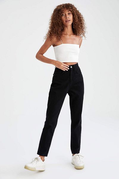 Geppetto Penolope Women - Μαύρο ψηλόμεσο Lycra Mom Jean 2024
