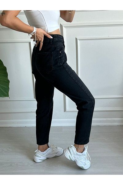 Geppetto Blugi Boyfriend negri cu talie înaltă Penolope Zero Max - Pantaloni elastici din lycra