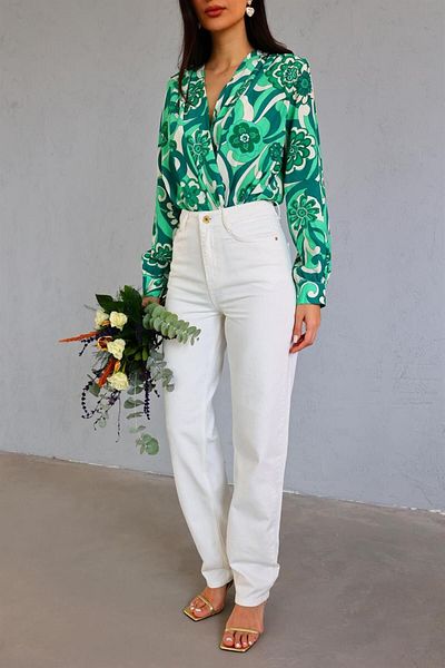 Geppetto Penolope Women - Uton Gold White Buttoned Jeans