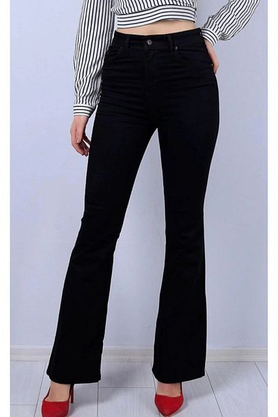 Geppetto Penolope Women's Women's Flared Leg High Waist Black Denim Pants Jeans
