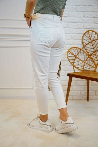 Geppetto White Mom Jean - Femei, Penolope, Talie elastică