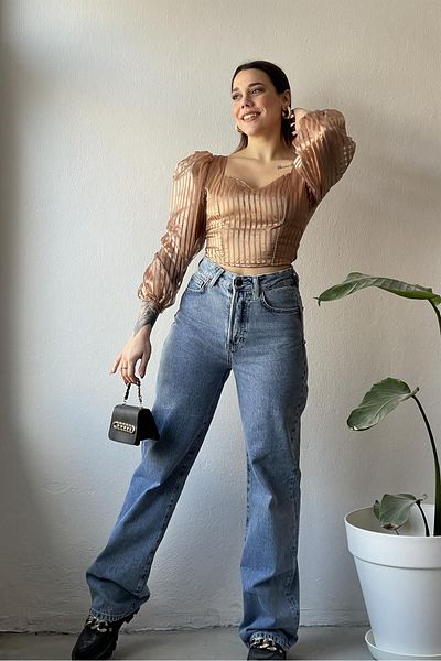 Geppetto Penolope Women - Orj Cj Wide Leg Jean με κουμπιά