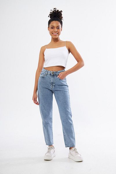 Geppetto Penolope Women - Blue Color Snow Washed Mom Jean