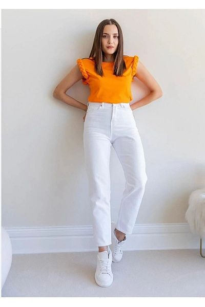 Geppetto Penolope Premium White Mom Jeans - Ψηλόμεσο, ελαστικό Lycra, δεν εμφανίζει εσώρουχα 2024 Γυναικεία τζιν