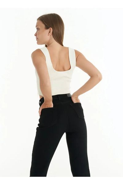 Geppetto Penolope Women - Blugi Mom negri, nu aruncă lycra și culori