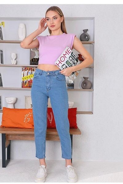 Geppetto Blugi Mom elastici din Lycra cu talie înaltă - Pantaloni de damă Penolope