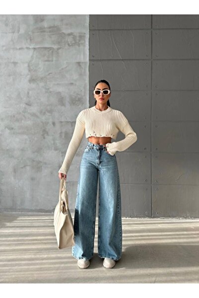 Geppetto Penolope női Snow Palazzo magas derekú széles szárú nadrág Jean