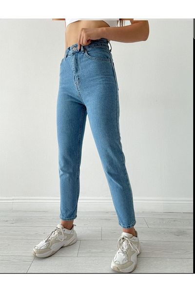 Geppetto Penolope Women - Blugi Mom cu talie super înaltă Lycra albastru mediu